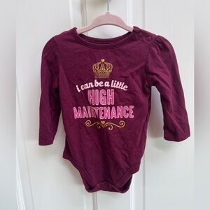 Garanimals 12M Maroon I Can Be a Little High Maintenance Long Sleeve Bodysuit